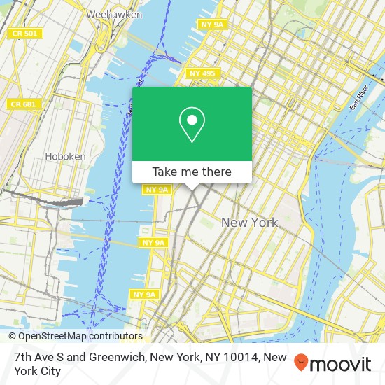 Mapa de 7th Ave S and Greenwich, New York, NY 10014