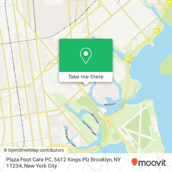 Mapa de Plaza Foot Care PC, 5412 Kings Plz Brooklyn, NY 11234
