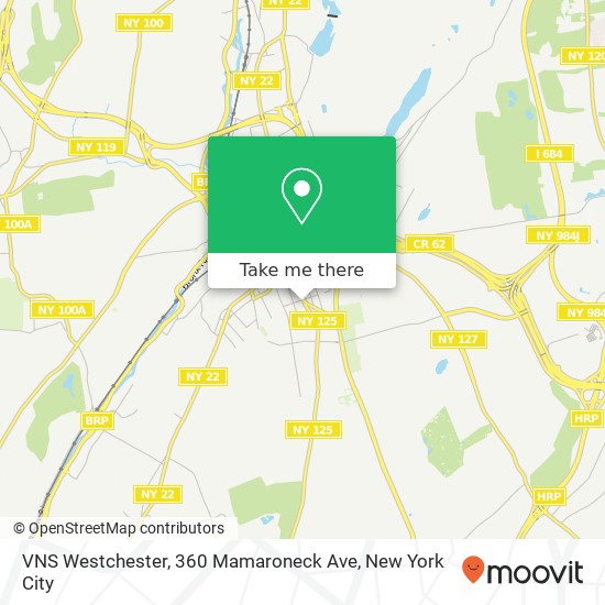 VNS Westchester, 360 Mamaroneck Ave map