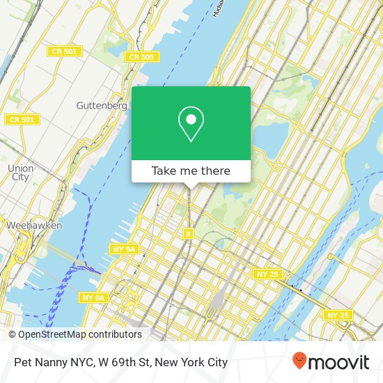 Mapa de Pet Nanny NYC, W 69th St