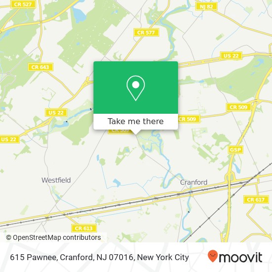 615 Pawnee, Cranford, NJ 07016 map