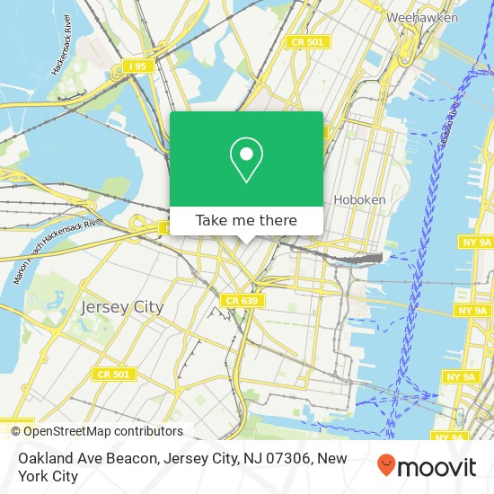 Mapa de Oakland Ave Beacon, Jersey City, NJ 07306