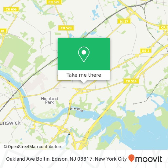 Mapa de Oakland Ave Boltin, Edison, NJ 08817