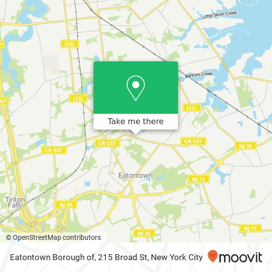 Mapa de Eatontown Borough of, 215 Broad St