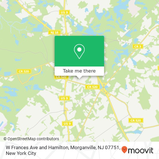 Mapa de W Frances Ave and Hamilton, Morganville, NJ 07751