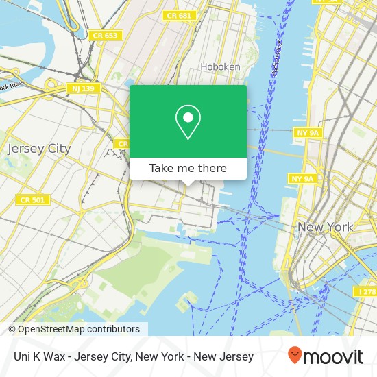 Mapa de Uni K Wax - Jersey City