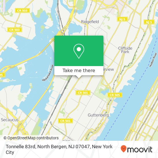 Mapa de Tonnelle 83rd, North Bergen, NJ 07047