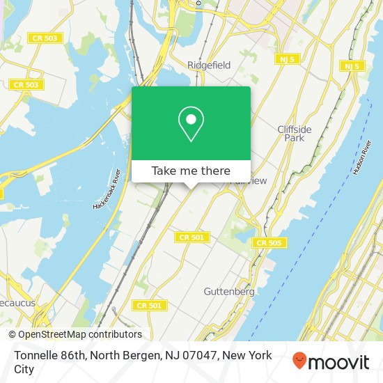 Mapa de Tonnelle 86th, North Bergen, NJ 07047