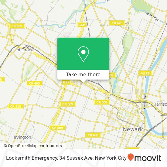 Mapa de Locksmith Emergency, 34 Sussex Ave