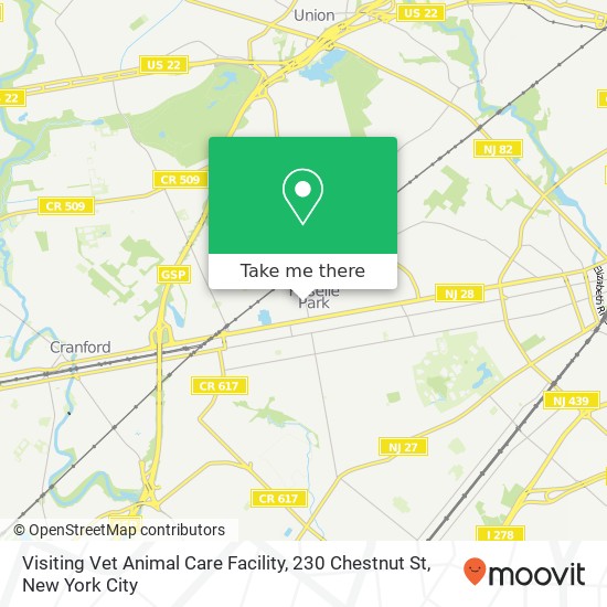 Mapa de Visiting Vet Animal Care Facility, 230 Chestnut St