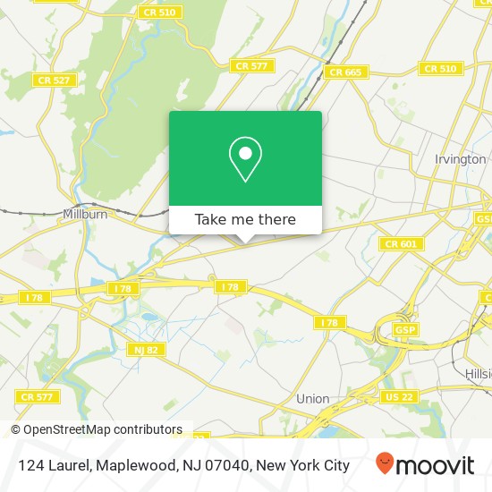 Mapa de 124 Laurel, Maplewood, NJ 07040