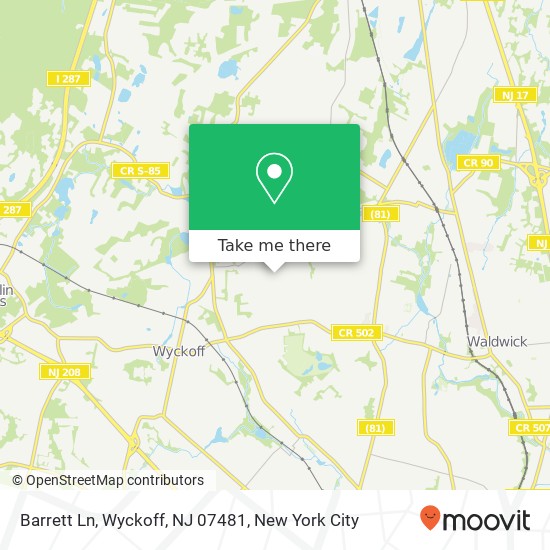 Mapa de Barrett Ln, Wyckoff, NJ 07481