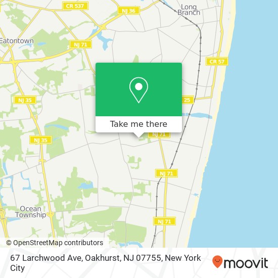 Mapa de 67 Larchwood Ave, Oakhurst, NJ 07755