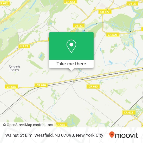 Walnut St Elm, Westfield, NJ 07090 map