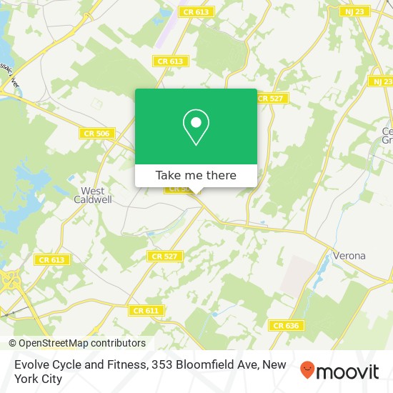 Mapa de Evolve Cycle and Fitness, 353 Bloomfield Ave