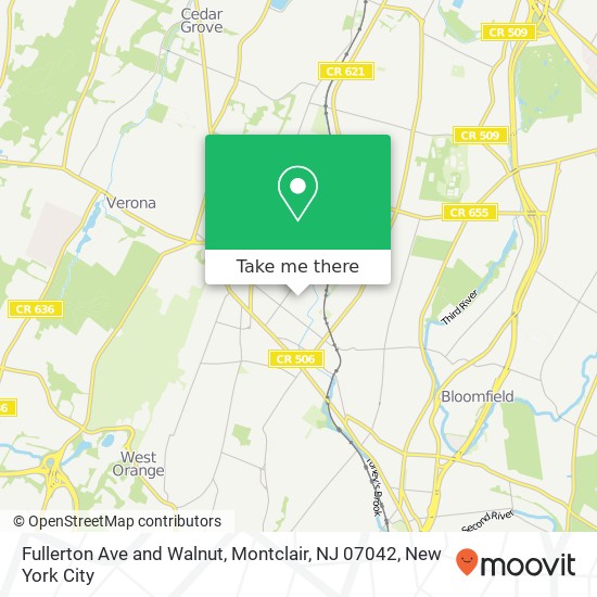 Fullerton Ave and Walnut, Montclair, NJ 07042 map