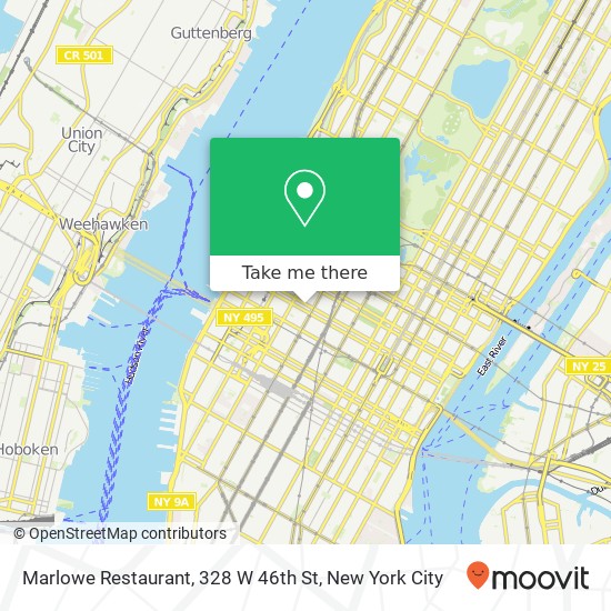 Marlowe Restaurant, 328 W 46th St map