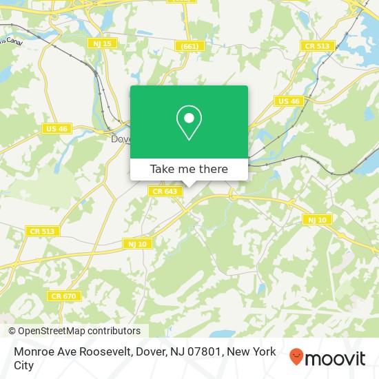 Mapa de Monroe Ave Roosevelt, Dover, NJ 07801