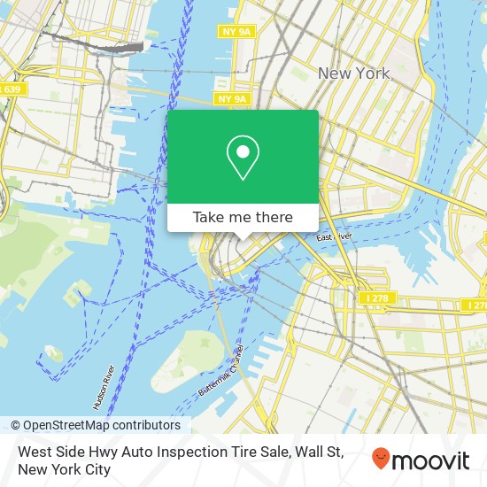 West Side Hwy Auto Inspection Tire Sale, Wall St map