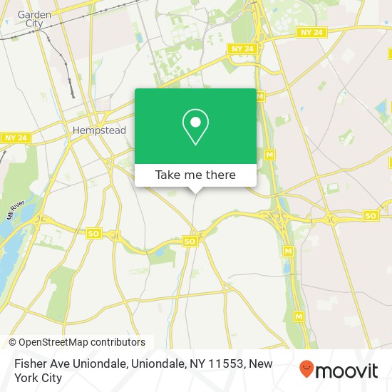 Mapa de Fisher Ave Uniondale, Uniondale, NY 11553