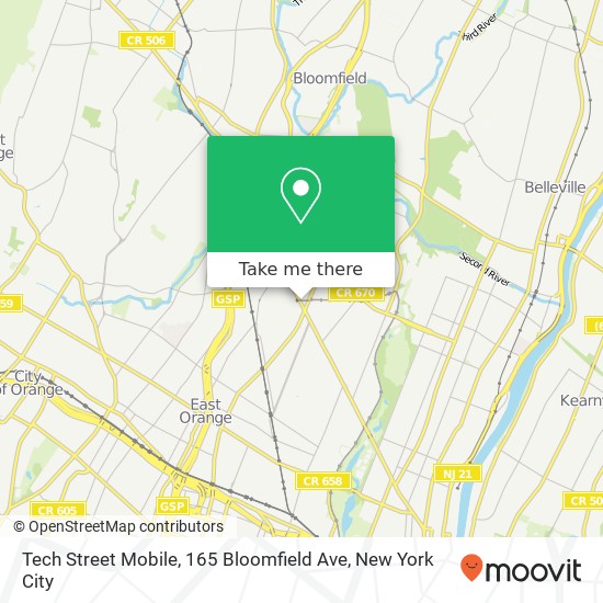 Tech Street Mobile, 165 Bloomfield Ave map