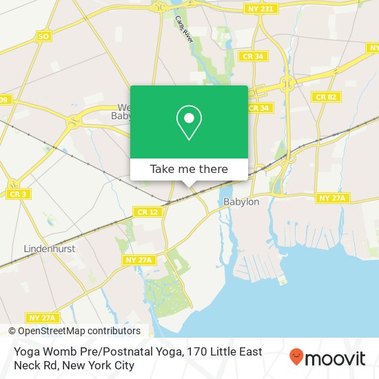 Mapa de Yoga Womb Pre / Postnatal Yoga, 170 Little East Neck Rd