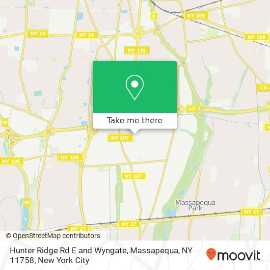 Hunter Ridge Rd E and Wyngate, Massapequa, NY 11758 map