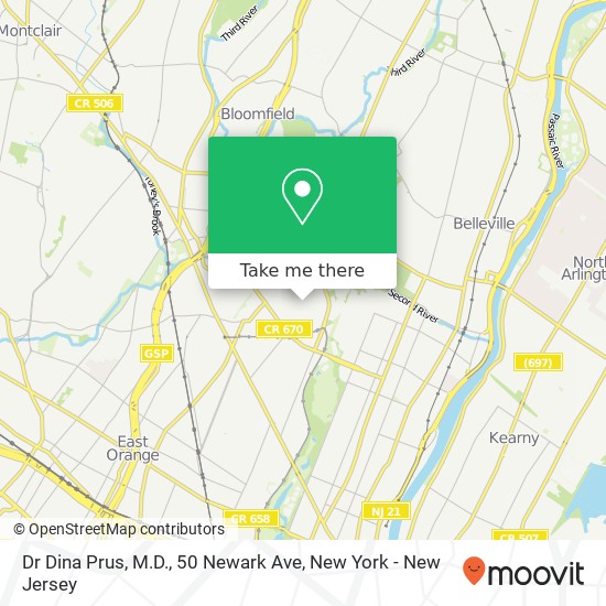 Mapa de Dr Dina Prus, M.D., 50 Newark Ave