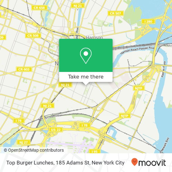 Mapa de Top Burger Lunches, 185 Adams St