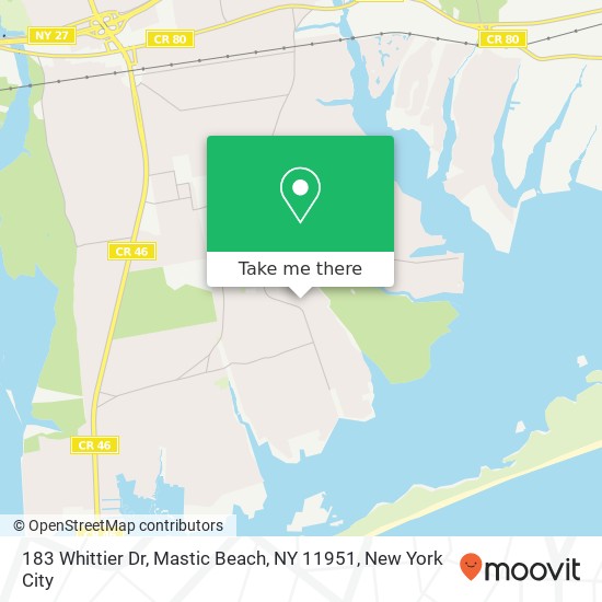 183 Whittier Dr, Mastic Beach, NY 11951 map