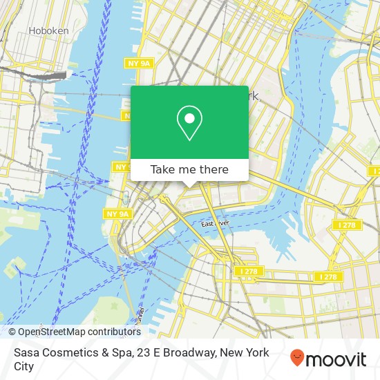 Mapa de Sasa Cosmetics & Spa, 23 E Broadway