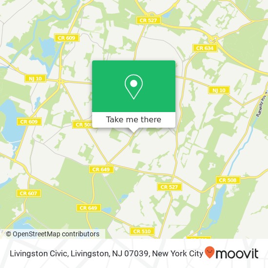 Mapa de Livingston Civic, Livingston, NJ 07039