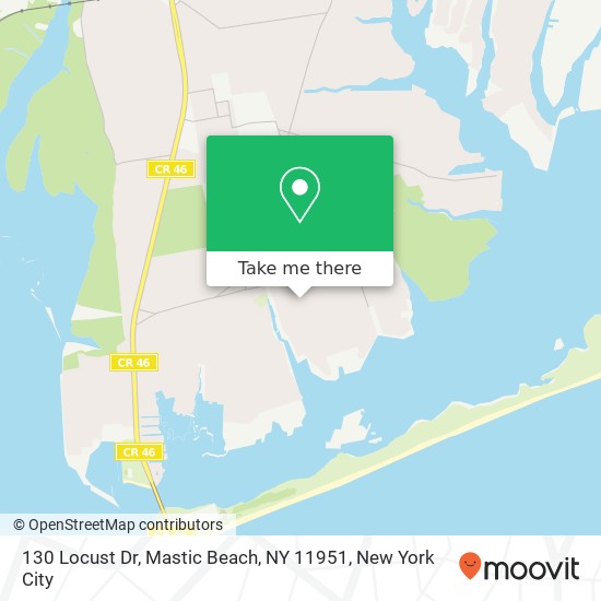 130 Locust Dr, Mastic Beach, NY 11951 map