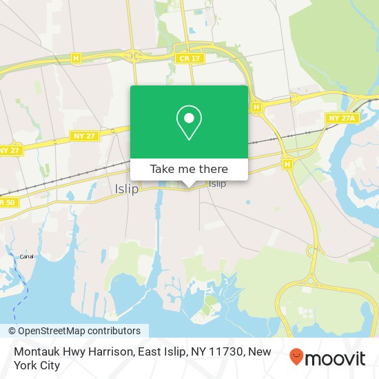 Mapa de Montauk Hwy Harrison, East Islip, NY 11730