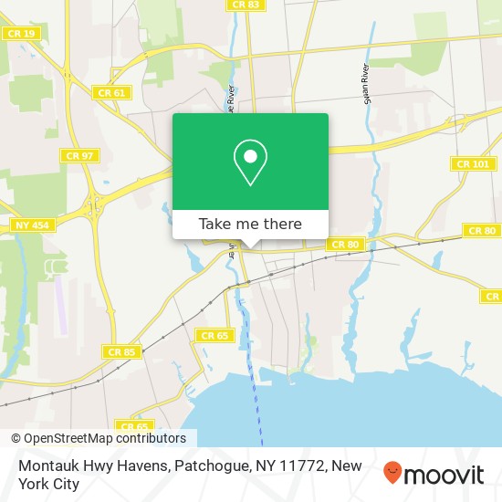 Mapa de Montauk Hwy Havens, Patchogue, NY 11772