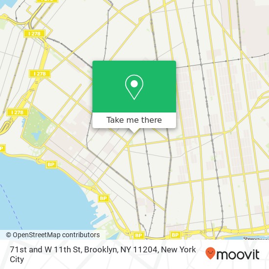 Mapa de 71st and W 11th St, Brooklyn, NY 11204