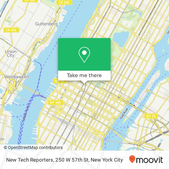 Mapa de New Tech Reporters, 250 W 57th St