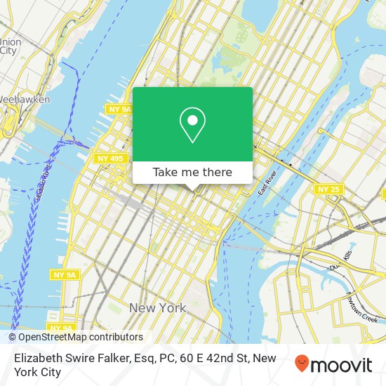 Mapa de Elizabeth Swire Falker, Esq, PC, 60 E 42nd St