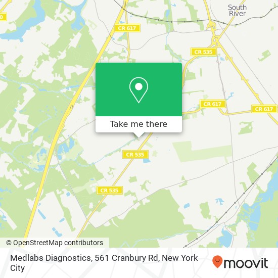 Mapa de Medlabs Diagnostics, 561 Cranbury Rd