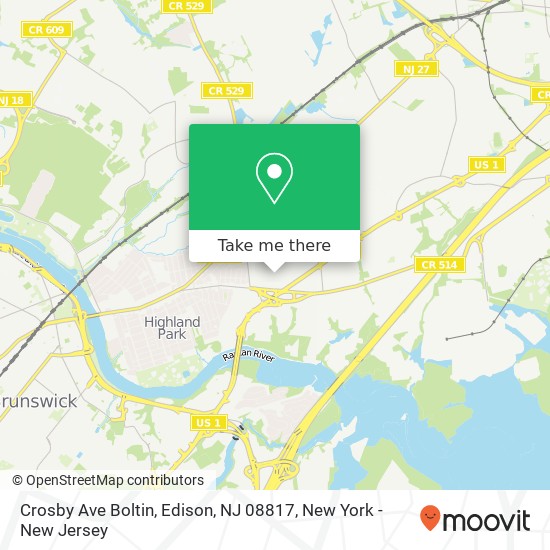Mapa de Crosby Ave Boltin, Edison, NJ 08817