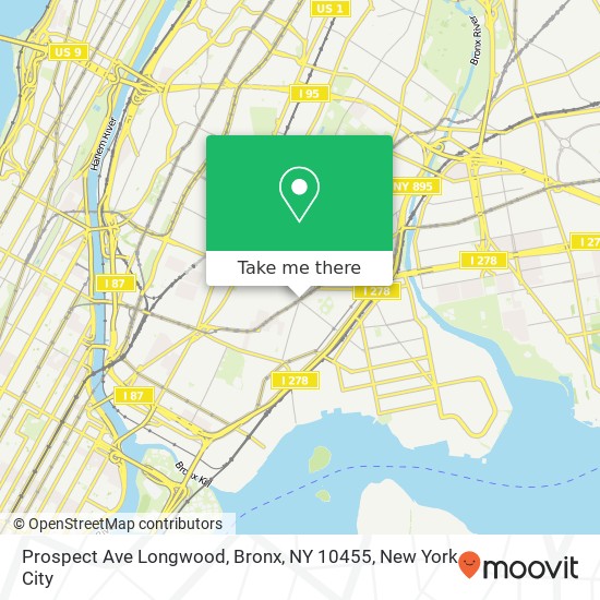 Mapa de Prospect Ave Longwood, Bronx, NY 10455