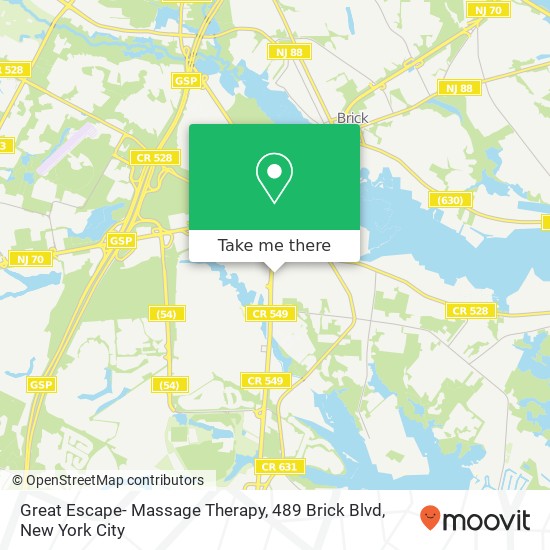 Great Escape- Massage Therapy, 489 Brick Blvd map