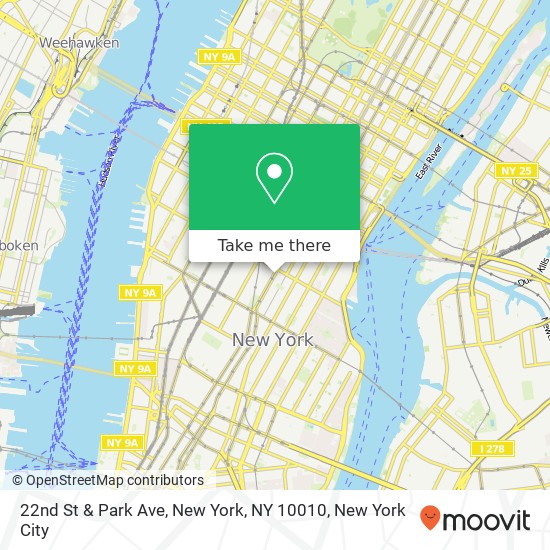22nd St & Park Ave, New York, NY 10010 map