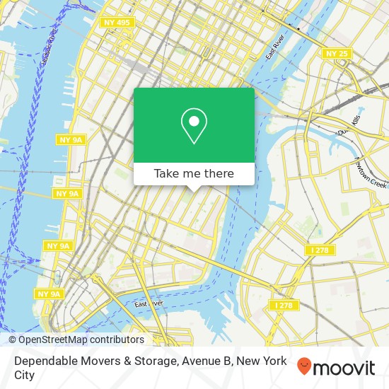 Dependable Movers & Storage, Avenue B map