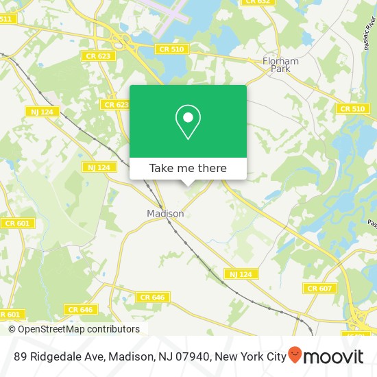 Mapa de 89 Ridgedale Ave, Madison, NJ 07940