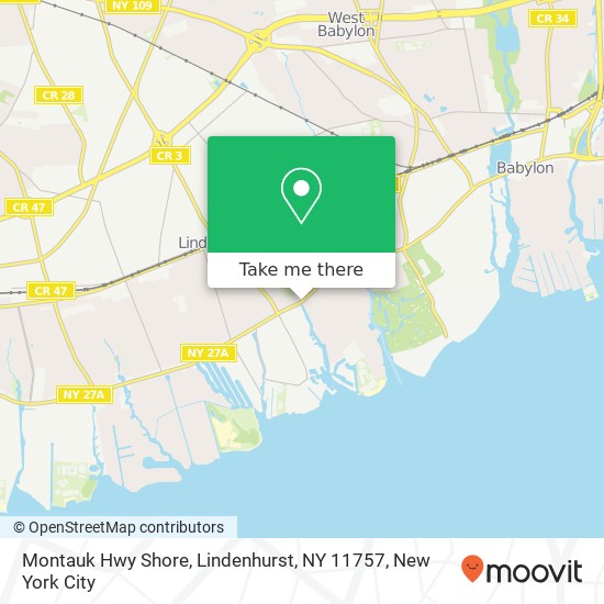 Mapa de Montauk Hwy Shore, Lindenhurst, NY 11757