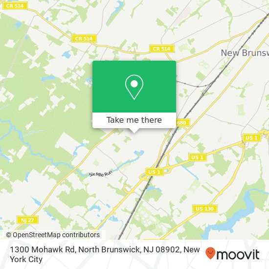 Mapa de 1300 Mohawk Rd, North Brunswick, NJ 08902