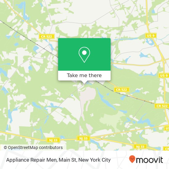 Appliance Repair Men, Main St map