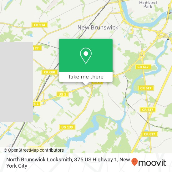 Mapa de North Brunswick Locksmith, 875 US Highway 1