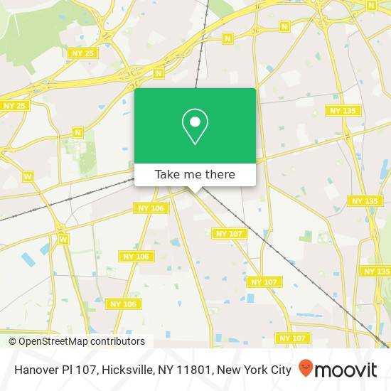 Mapa de Hanover Pl 107, Hicksville, NY 11801